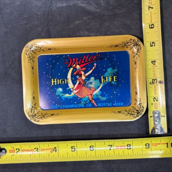 Vintage Miller High Life Beer Tray – “Girl on the Moon” Advertising Tin Barware - Picture 3 of 3